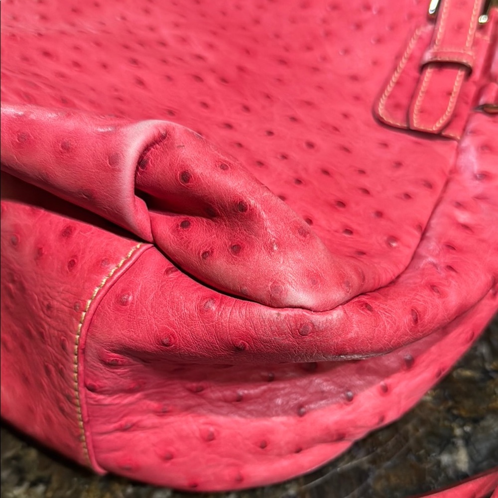 Dooney & Bourke Pink Ostrich-Embossed Handbag - Picture 5 of 10